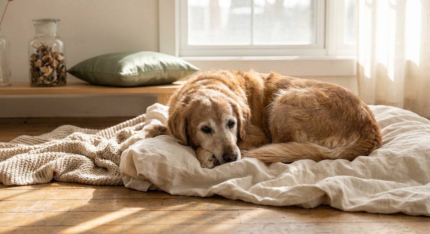 Content senior dog resting